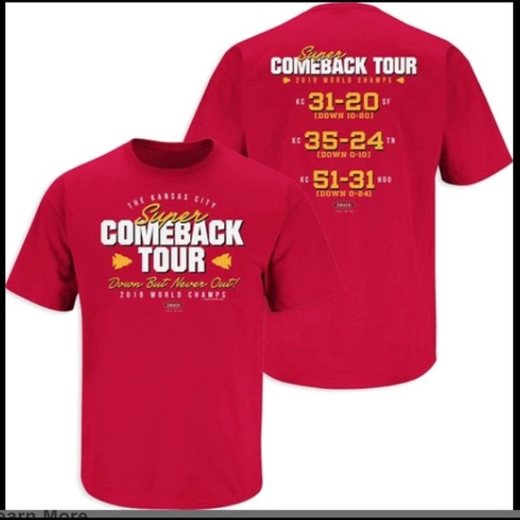 🏈KANSAS CITY CHIEFS 2019 Comeback Tour UNISEX Shirt-Patrick Mahomes - Champs🏈 - Picture 1 of 6